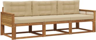 vidaXL Conjunto De Sof&aacute;s De Exterior 3 Uds. Natural Y Beige Vidaxl