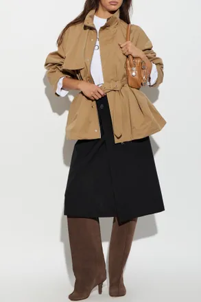 Frame Denim Short Trench Coat With Belt, Womens, Brown