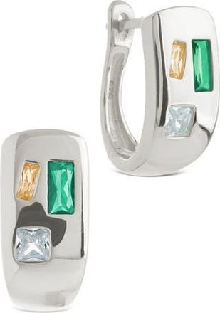 Sterling Forever Bristol Art Deco Huggie Hoop Earrings in Silver at Nordstrom Rack