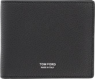 Tom Ford Soft Grain Leather T Line Classic Bifold Wallet - Heren - Portefeuilles - Zwart - ONE Size - Leer - Accessoires