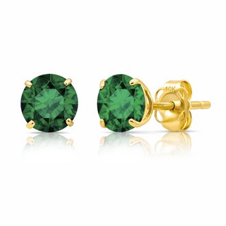 MAX + STONE 10k Yellow or White Gold 6mm Round Solitaire Gemstone Stud Earrings