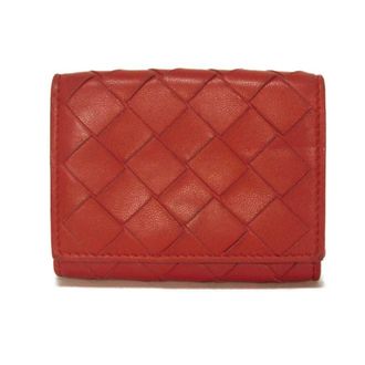 Bottega Veneta Red Color Leather Wallet (Tri-Fold) (Pre-Owned)