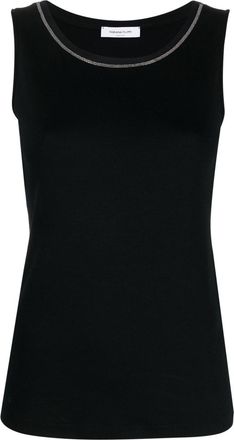 Fabiana Filippi ball-chain trim tank top - women - Eco Brass/Silk/Cotton/Acetate/Spandex/Elastane - 38 - Black
