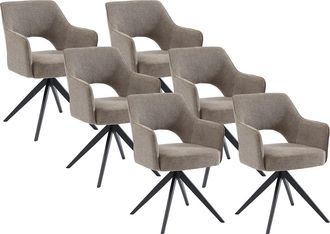 Vente-Unique Conjunto de 6 sillas pivotantes Con reposabrazos de tela y metal - Gris topo - KONYA