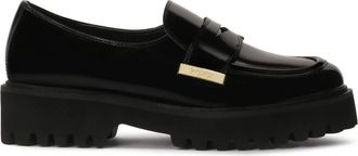 Kazar Zwarte halfschoenen met trackzool. Dit product valt groot uit. - Dames - Loafers - Zwart - 35 1/2 EU - Leer - Schoenen