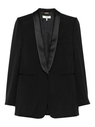Chloé satin-lapel blazer - women - Polyester/Silk/Virgin Wool/Buffalo Horn - 38 - Black