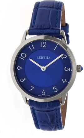 Bertha Sunglasses Abby Blue Dial Blue Leasther Ladies Watch BR6805