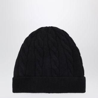 Loro Piana Berretto blu navy in cashmere a trecce