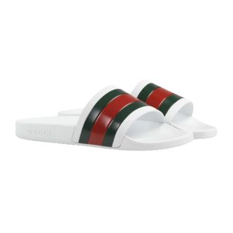Gucci Web Rubber Slide Slide Sandal - White