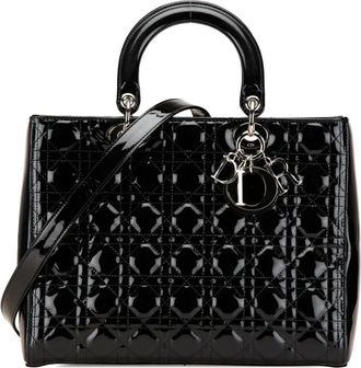 Dior Borsa a tracolla Lady Dior grande con finitura lucida con motivo Cannage 2017 - Nero