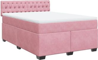 vidaXL Vidaxl - Cama Box Spring Con Colch&oacute;n Terciopelo Rosa 140x190 Cm