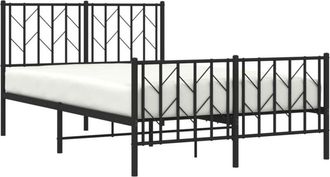 vidaXL Vidaxl - Estructura Cama Sin Colch&oacute;n Con Estribo Metal Negro 120x190 Cm