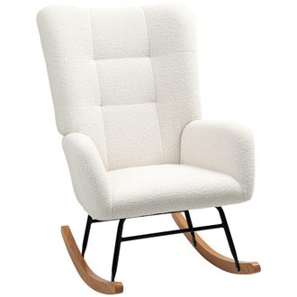 HOMCOM Rocking Chair - Modern Armchair With Backrest For Bedroom - Cream | TJ Hughes