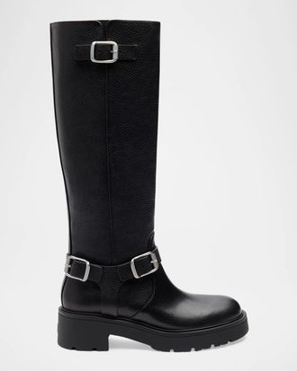Stuart Weitzman Ren Moto Leather Knee-High Boots
