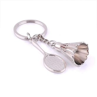Generic Metal Keyrings Badminton Keyrings Racket Keychain Handbag Pendant Trinket For Bag Etc Use 1Pcs Silver, Medium, other gemstones, Silver, M