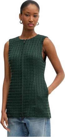 A|X Armani Exchange Patroon Gilet - Dames - Tops zonder mouwen - Groen - L - Katoen - Tops