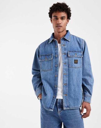 Levi's Workwear camicia in denim con tasca, blu medio