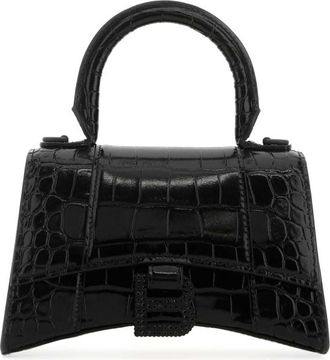 Balenciaga Black Leather Xs Hourglass Handbag