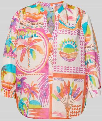 Emily van den Bergh Regular Fit Bluse im Allover-Look mit 3/4-Arm in Pink, Gr&ouml;&szlig;e 36