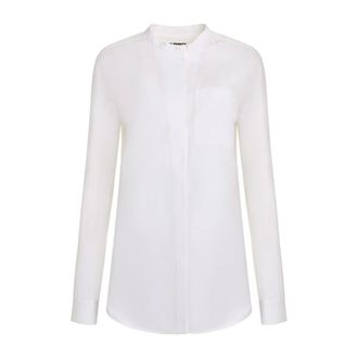 Jil Sander Overhemden, Dames, Wit, S, Katoen, Tuesday Long Sleeve Shirt