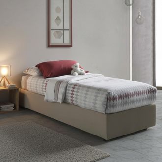 Dmora Dmora - Cama Individual Dabb, Cama Contenedor Con Tapizado En Ecopiel, 100% Made In Italy, Apertura Lateral, Con Colch&oacute;n Cm 80x190 Incluido, T&oacute;rtola