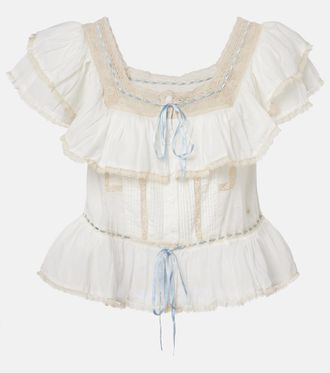 Rixo Blusa Melisa in cotone con ricamo