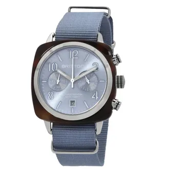 Briston Clubmaster Classic Chronograph GMT Quartz Ice Blue Dial Mens Watch 19140.SA.T.25.NIB