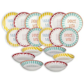 Tognana Tognana Servizio Tavola 18 Pz Moon Viva LItalia Porcellana Multicolor