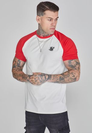 Siksilk Mens Ecru Red Raglan T-Shirt S