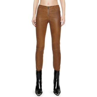 Rebecca Minkoff Ziggy Skinny Leather Pants in Rocher at Nordstrom, Size 0