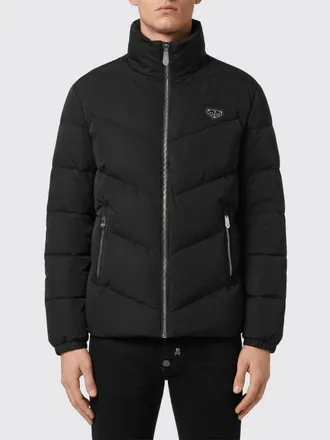 Philipp Plein Piumino corto in nylon trapuntato con chiusura a zip e logo applicato