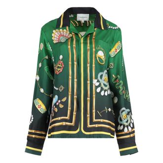 Casablanca Shirts, female, Multicolor, 2XS, Printed Silk Shirt