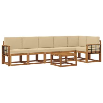vidaXL Conjunto De Sof&aacute;s De Exterior Con Coj&iacute;n 7 Pcs Natural Y Beige Vidaxl