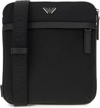 Emporio Armani Borsa a tracolla con placchetta logo - - Bags - Uomo - Nero - ONE SIZE
