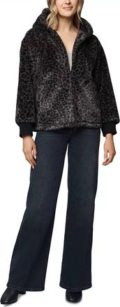 Splendid Lucia Fur Zip Up Jacket In Leopard Print