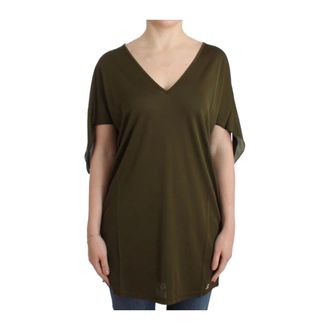 John Galliano Tuniek Relaxed Fit V-hals - Dames - Tops - Groen - Maat: M