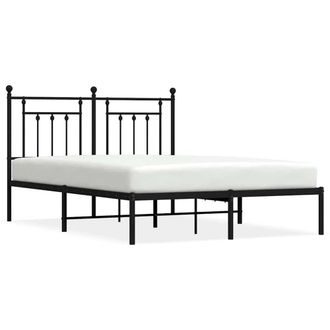 Berkfield Home Metal Bed Frame with Headboard Black 140x190 cm