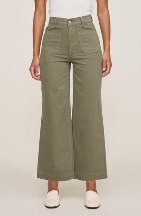 DL1961 Hepburn Patch Pocket High Waist Ankle Wide Leg Jeans in Fern at Nordstrom, Size 23