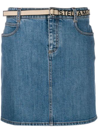 Stella McCartney belted denim skirt - women - Cotton - 38 - Blue