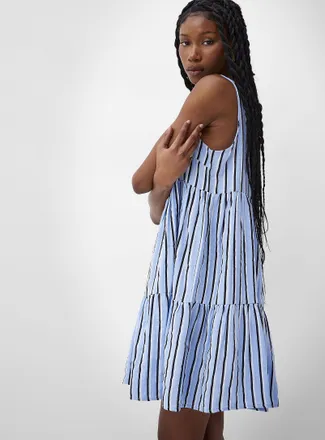 Ichi Womens Pure cotton gauze tiered minidress