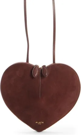 Alaia Le Coeur Suede Crossbody Bag in Brun at Nordstrom