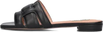 Bibi Lou Schoenen, Dames, Zwart, 37 EU, Leer, Zwarte leren vierkante neus slipper