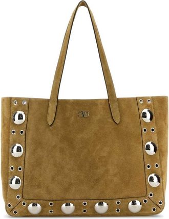 Valentino Garavani Beige Suede Nellcote Shopping Bag