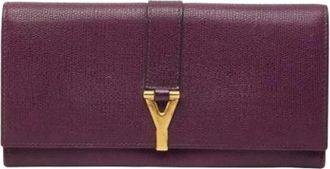 Saint Laurent Pre-owned Wallets, female, Purple, Size: ONE SIZE Pre-owned Leather Wallet