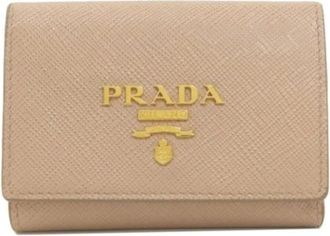 Prada Pre-owned Wallets, female, Beige, Size: ONE SIZE Pre-owned Saffiano Wallet (bi-fold)