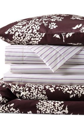 Lands End 700 Thread Count Luxe Sateen Egyptian Cotton No Iron Bed Pillow Sham in Lush Burgundy Ikat Floral at Nordstrom, Size Twin