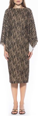 Alexia Admor Billie Bateau Neck Midi Dress in Beige/Brown Zebra at Nordstrom Rack, Size X-Large