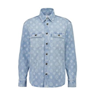 Casablanca Overhemden, Heren, Blauw, S, Denim, Denim Monogram Shirt