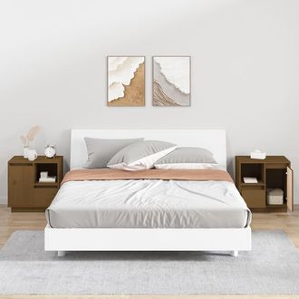 vidaXL Vidaxl - Mesitas Noche 2 Uds Madera Maciza Pino Marr&oacute;n Miel 50x34x50 Cm