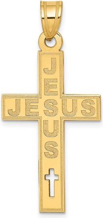 Diamond2Deal 14k Yellow Gold Laser Cut JESUS Cross Charm